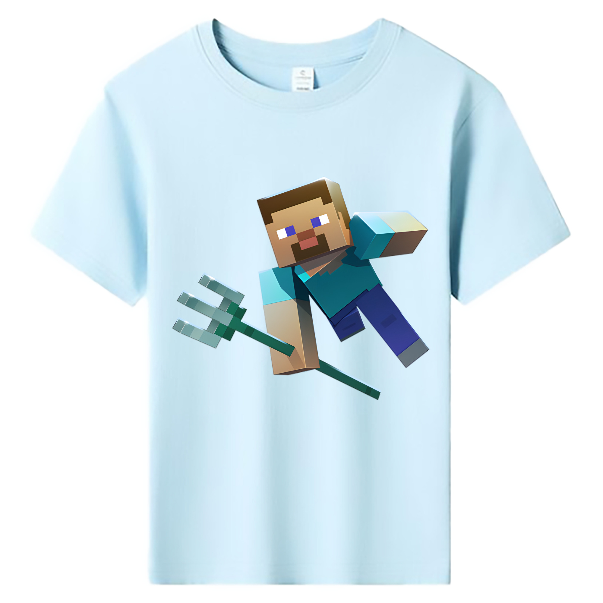 （画像用） マインクラフト ブロックの世界 Minecraft MC Block world 綿100％キッズTシャツ（フロントプリント）